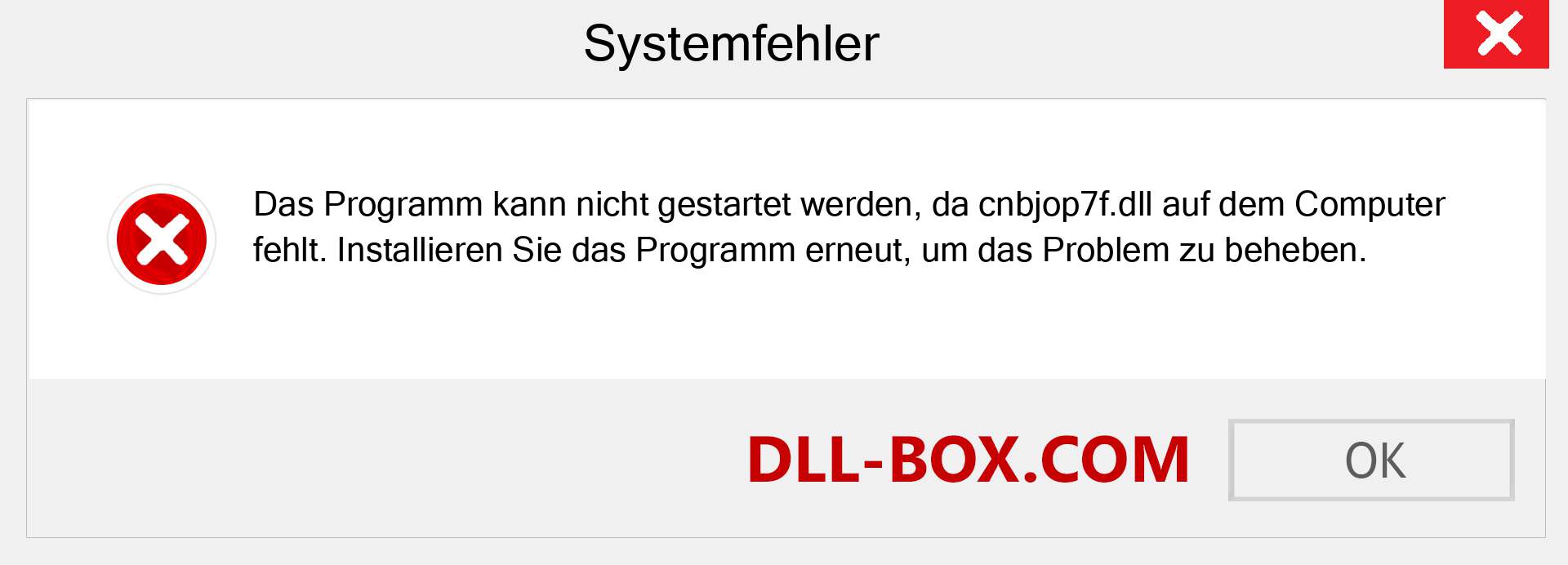 cnbjop7f.dll-Datei fehlt?. Download für Windows 7, 8, 10 - Fix cnbjop7f dll Missing Error unter Windows, Fotos, Bildern